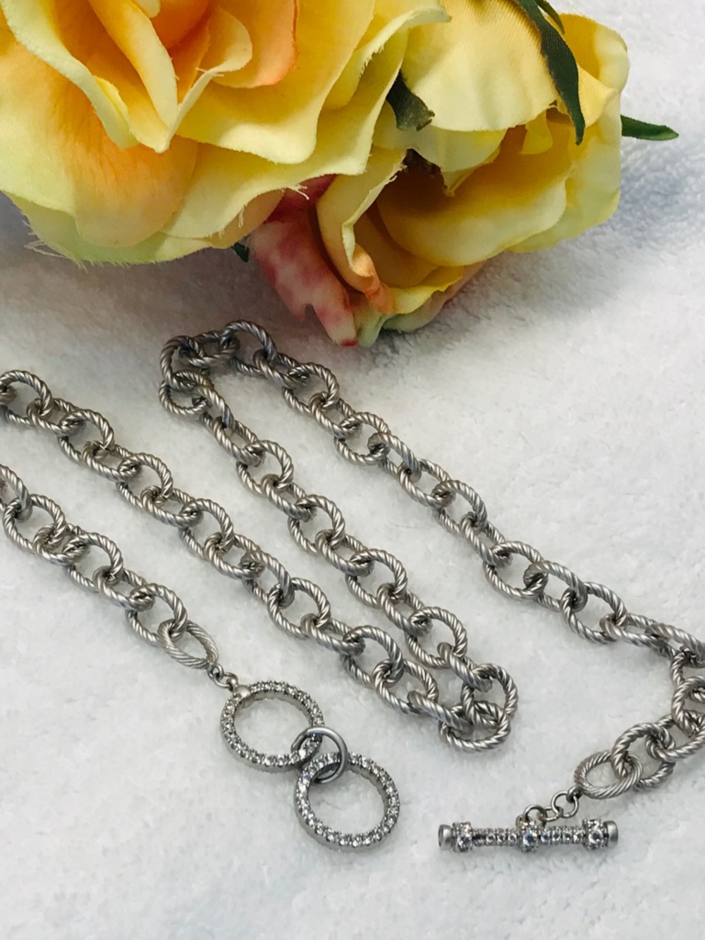 Freida Rothman 925 SS 18” Silver cable twist link necklace